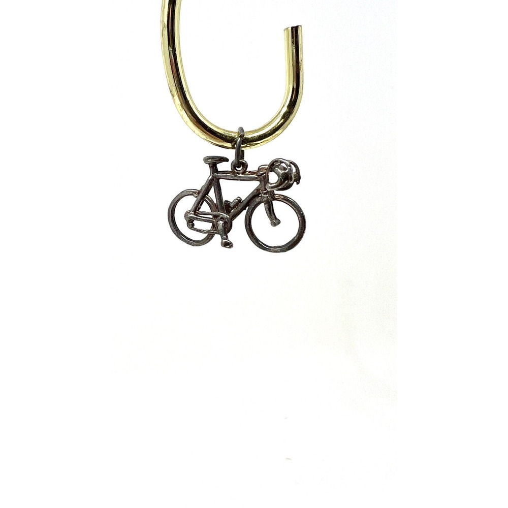 Sterling Silver Bicycle Charm Pendant With Mini Water Bottle Racing Cyclist 1 in